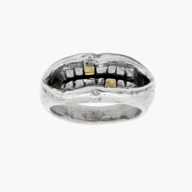 Rings with spiral ruby for bold twist -Golden Grillz Sterling Silver Ring