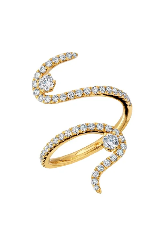 Rings with wide bands for statement wear -Diamond Swirl Ring