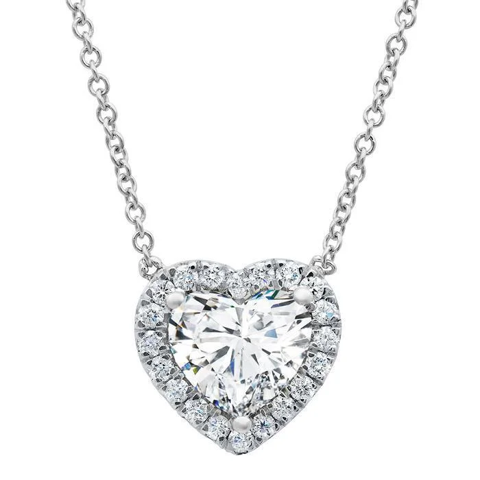 Beautiful necklaces and pendants with geometric shapes for a modern, artistic design-Heart Diamond Halo Pendant Necklace