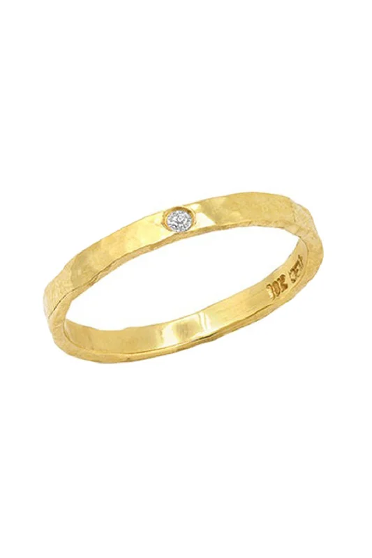 Rings with matte gold for subtle luxury -Hammered Diamond Ring