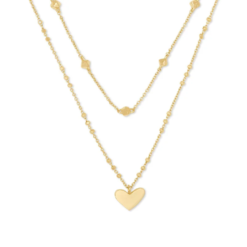 Stunning necklaces and pendants with birthstone pendants for a personal touch-Kendra Scott Ari Heart Multi Strand Necklace Gold