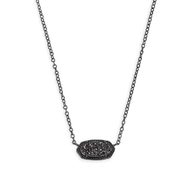 Best necklaces and pendants with emerald gemstones for a rich, sophisticated design-Kendra Scott Elisa Short Pendant Necklace in Gunmetal Black Drusy