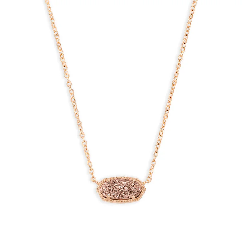 Unique necklaces and pendants with tree of life motifs for nature-inspired elegance-Kendra Scott Elisa Short Pendant Necklace in Rose Gold Drusy