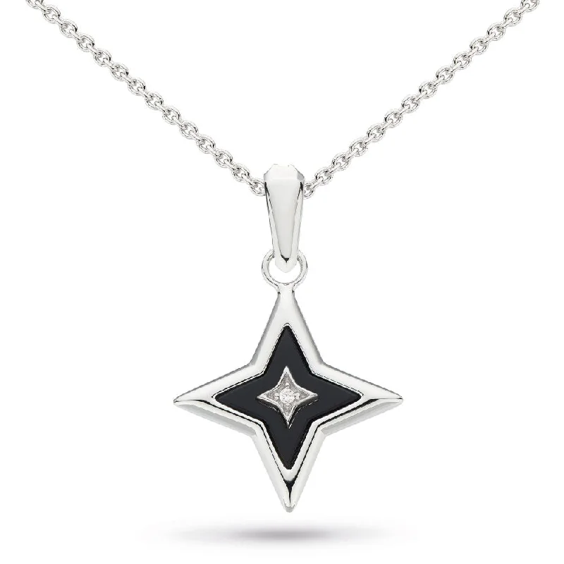 Trendy necklaces and pendants with statement pieces for a bold fashion statement-Kit Heath Céleste Astoria Glitz Petite Onyx Star Necklace