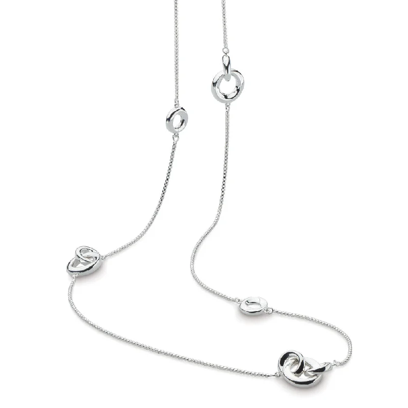 Beautiful necklaces and pendants with geometric shapes for a modern, artistic design-Kit Heath Silver Bevel Cirque Link Stations Necklace