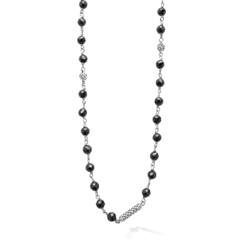 Best necklaces and pendants with opal and gold for a vibrant, luxurious contrast-Lagos Caviar Icon Long Black Ceramic Beaded Necklace