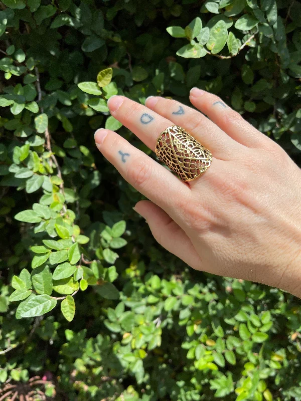 Rings with black diamond for striking contrast -Leafy Lace Ring (metal options)