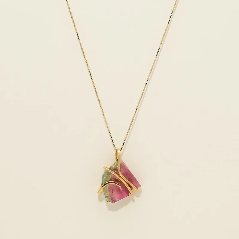 Best necklaces and pendants with butterfly wings for a delicate, graceful style-Maine Bicolor Tourmaline Necklace in 14kt Yellow Gold