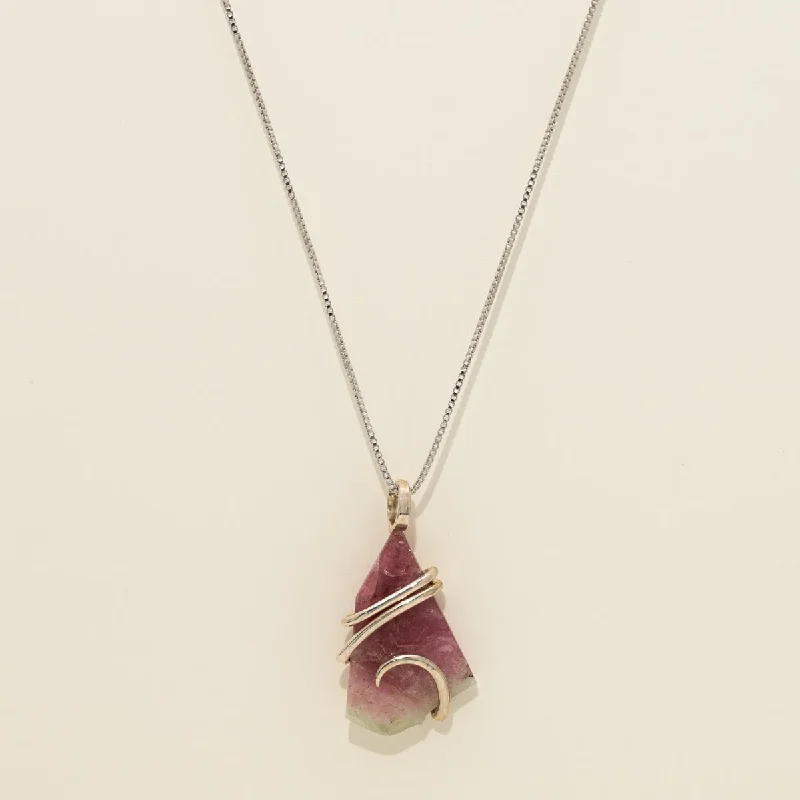 Necklaces and pendants with leaf-shaped designs for an earthy, organic feel-Maine Bicolor Tourmaline Necklace in Sterling Silver