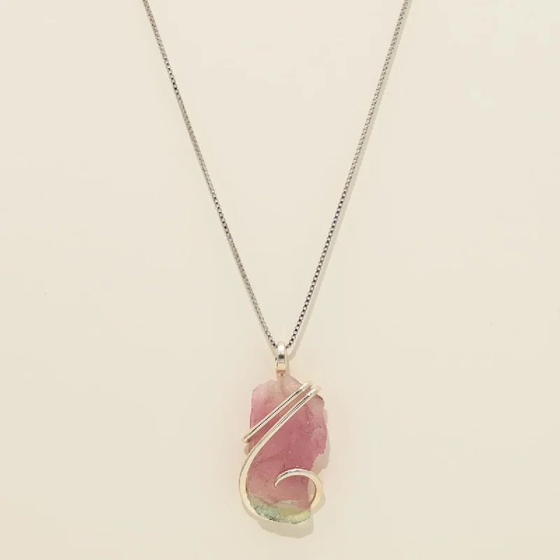 Beautiful necklaces and pendants with geometric shapes for a modern, artistic design-Maine Bicolor Tourmaline Necklace in Sterling Silver