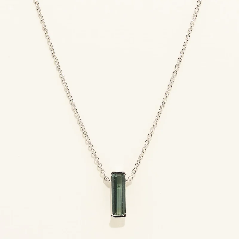 Unique necklaces and pendants with vintage-inspired designs for timeless appeal-Maine Indicolite Tourmaline Necklace in 14kt White Gold