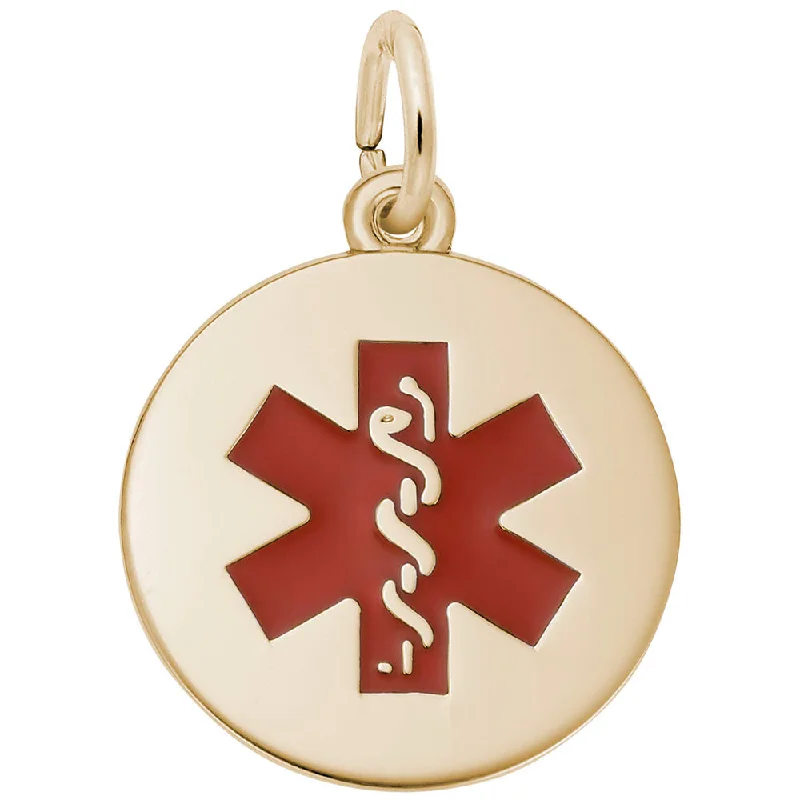 Best necklaces and pendants with intricate filigree for vintage-inspired elegance-Medical Symbol Disc Charm - Red Symbol