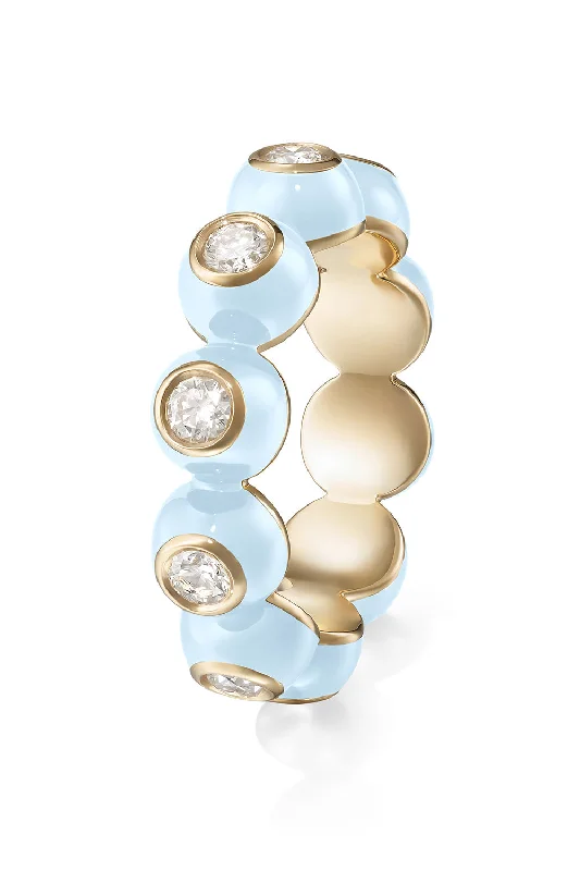 Rings with floral halo diamond arrangements -Pastel Blue Audrey Eternity Band