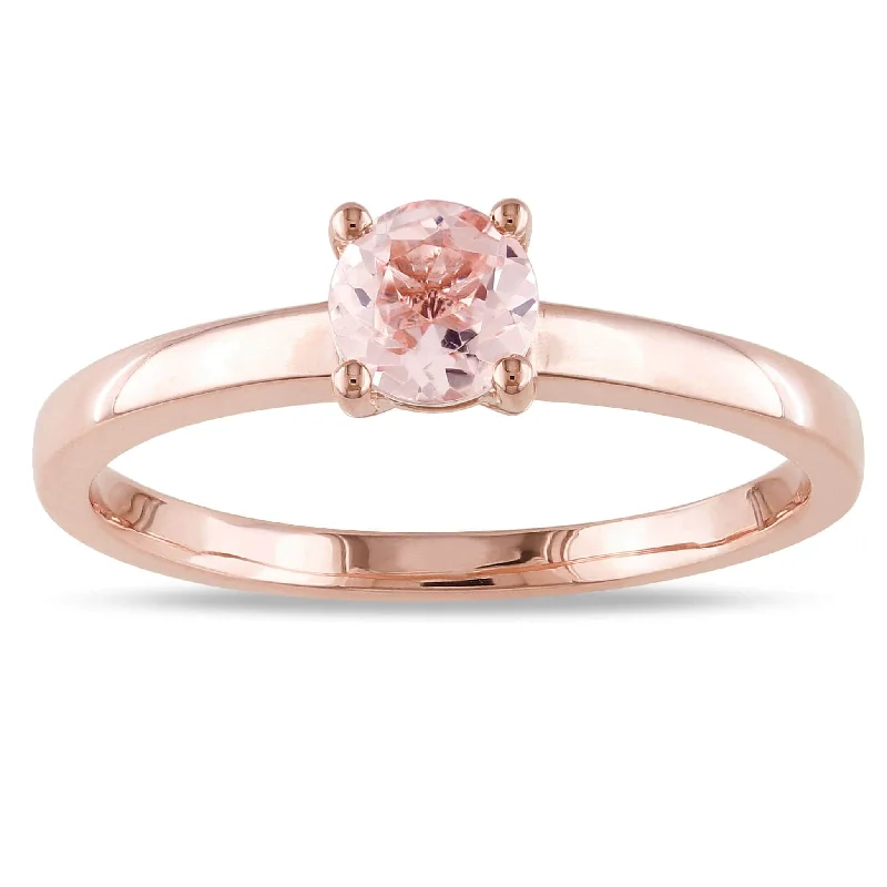 Rings with polished tourmaline for vibrant shine -Miadora 10k Rose Gold Morganite Solitaire Ring