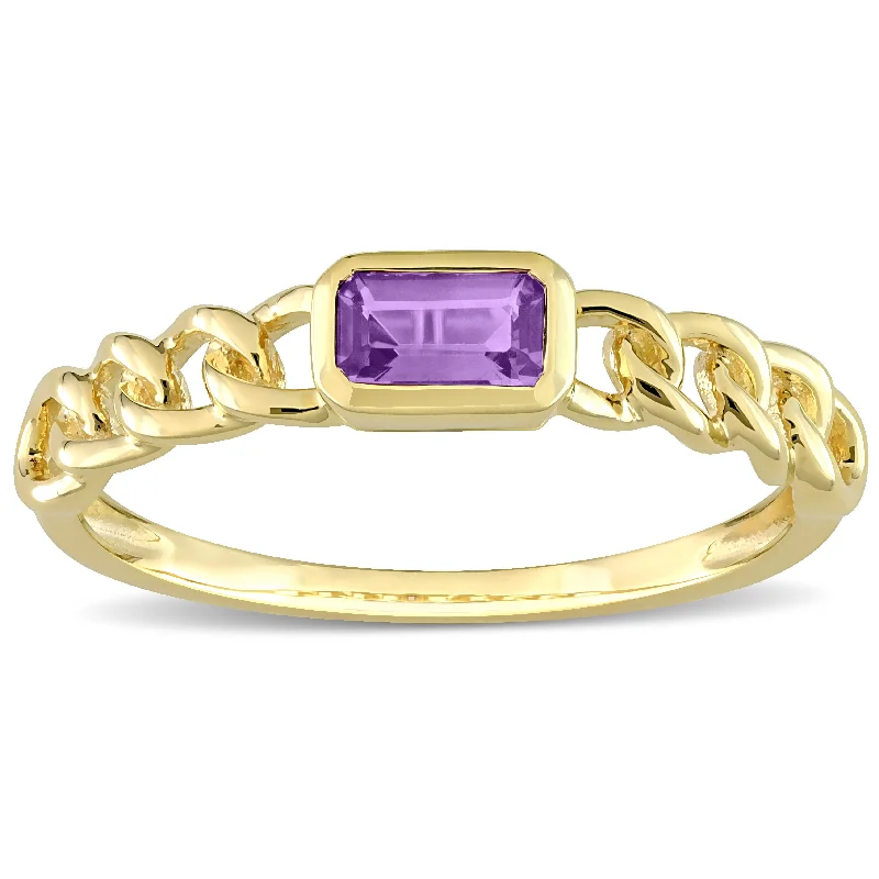 Rings with blue quartz for cool tones -Miadora 10k Yellow Gold Amethyst Stackable Link Ring