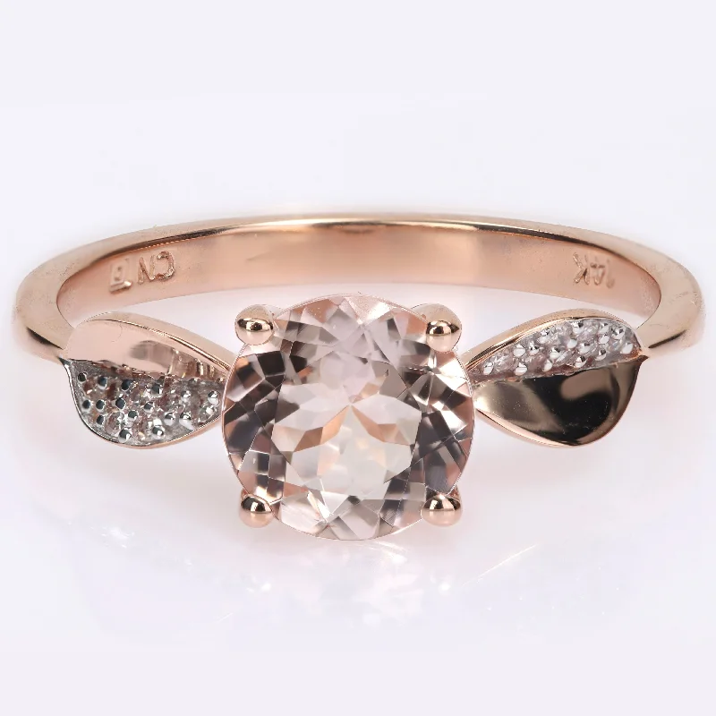 Rings with vintage claw prongs for elegance -Miadora Morganite and Diamond Accent Cocktail Ring in 14k Rose Gold