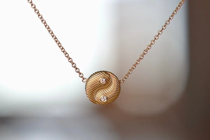 Best necklaces and pendants with silver chains for a sleek, timeless look-Mini All Gold Yin Yang Pendant with Diamonds