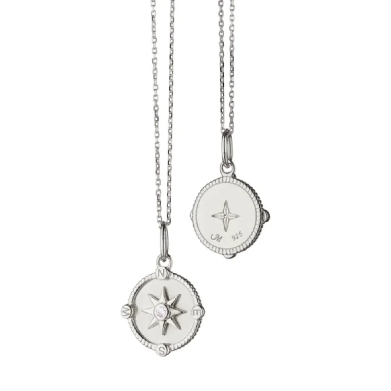 Best necklaces and pendants with infinity hearts for a romantic, eternal symbol-Monica Rich Kosann  Sterling Silver Mini "Adventure" Compass Charm Necklace