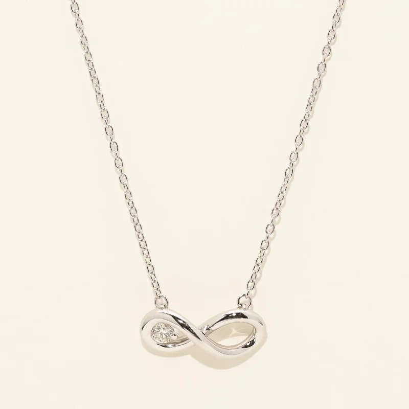 Necklaces and pendants with angel wing motifs for a spiritual, meaningful design-Northern Star Diamond Love Knot Infinity Necklace in Sterling Silver (1/10ct)