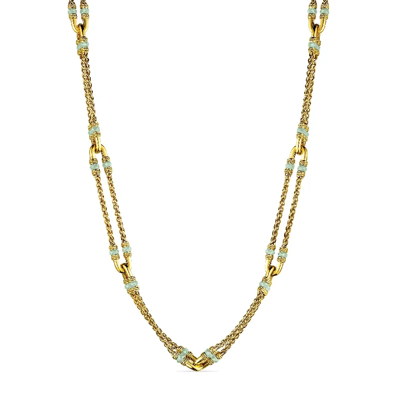 Best necklaces and pendants with minimalist pendants for a sleek, understated look-Ocean Reef Statement Necklace with Aquamarine in 18K Gold Vermeil