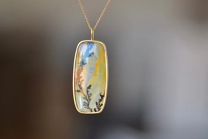 Best necklaces and pendants with cross pendants for a spiritual, meaningful symbol-OK Rectangular Dendritic Agate Pendant