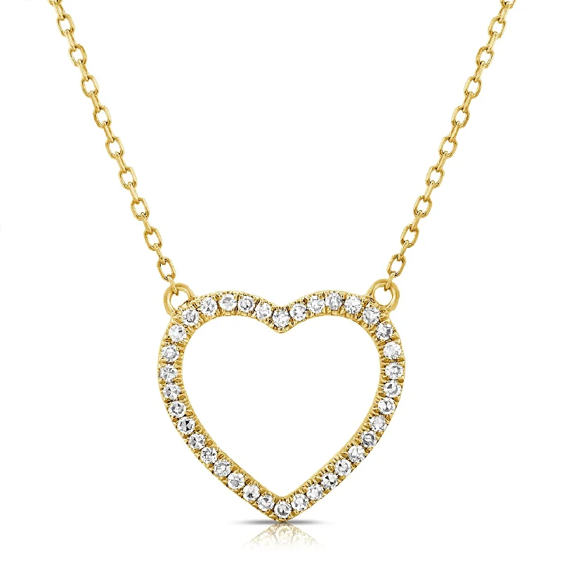 Unique necklaces and pendants with tree of life motifs for nature-inspired elegance-Open Heart Diamond Pendant Necklace in 14K Gold