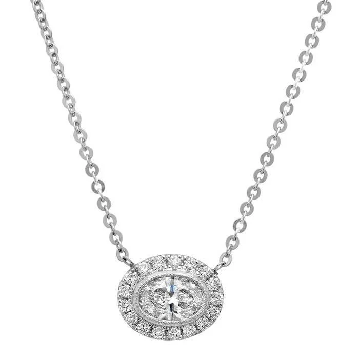 Best necklaces and pendants with minimalist pendants for a sleek, understated look-Oval Forever One Moissanite East West Halo Necklace