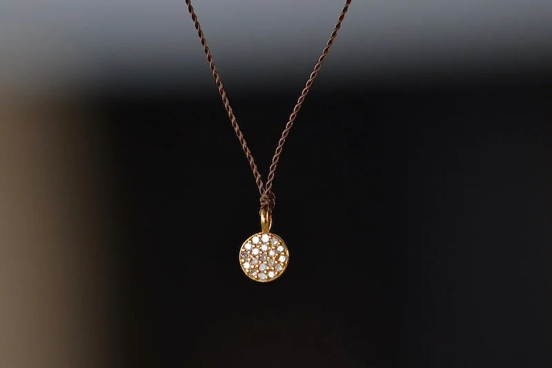 Beautiful necklaces and pendants with natural stones for an earthy, organic vibe-Pave Diamond Pendant Necklace in Gold on Cord