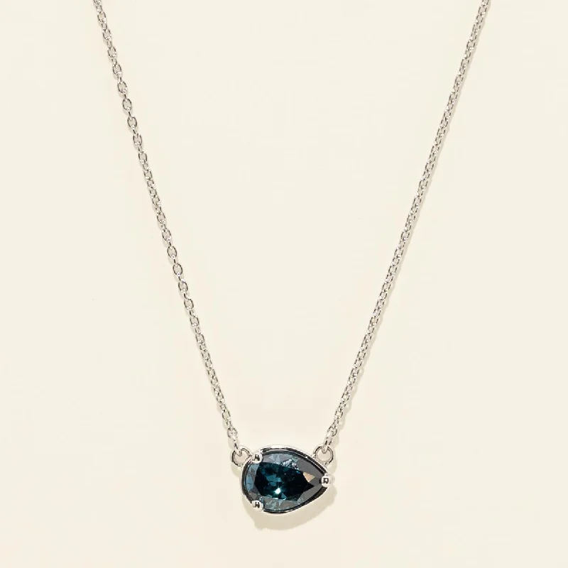 Best necklaces and pendants with black diamonds for an edgy, bold statement-Pear Shape Blue Diamond Necklace in 14kt White Gold (5/8ct tw)