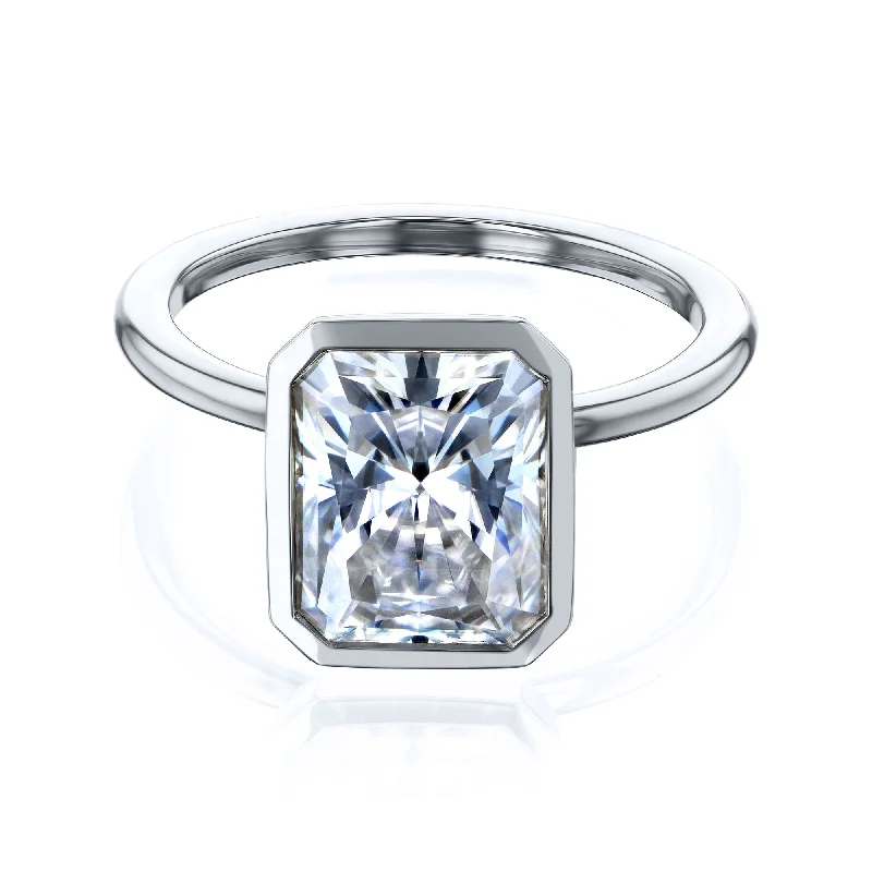 Rings with floral halo diamond arrangements -Kobelli Grown - A.M.O.R.E. 4X Pageant 3.75ct Radiant Ring