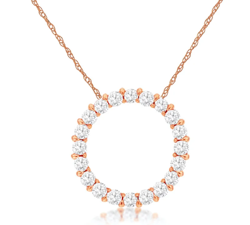 Beautiful necklaces and pendants with geometric shapes for a modern, artistic design-Rose Gold Diamond Circle Pendant (0.25 carat stones)