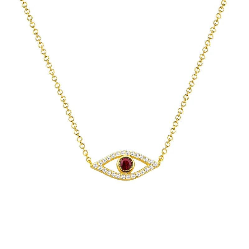 Necklaces and pendants with ocean-inspired designs for a refreshing, beachy feel-Ruby Evil Eye Chain with Diamonds