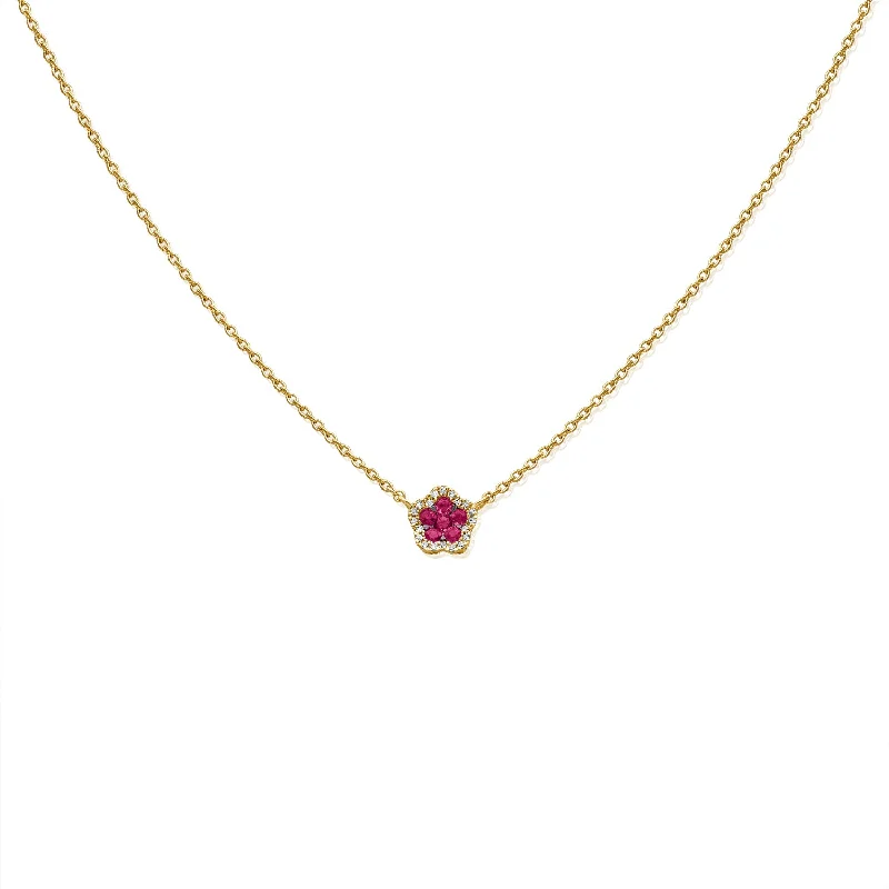 Best necklaces and pendants with layered designs for a chic, stacked look-Ruby Flower Necklace with Diamonds