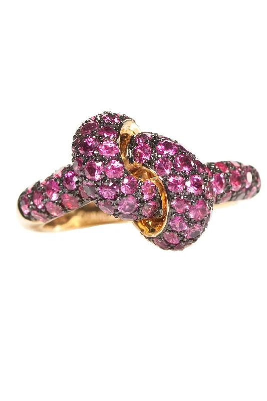 Rings with pink sapphire for delicate charm -Ruby Love Knot Ring