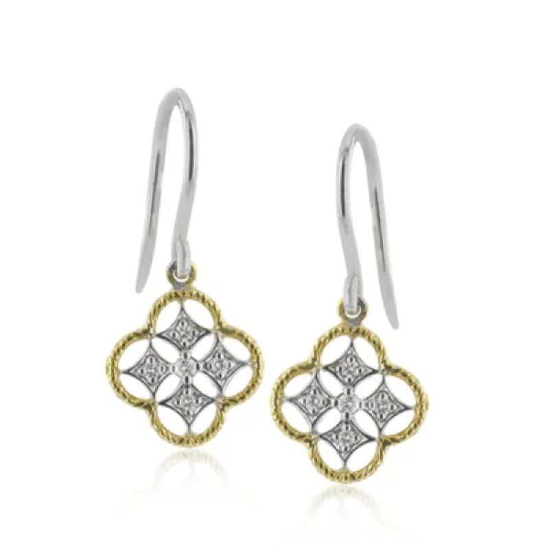 Best necklaces and pendants for weddings with matching designs for bride and groom-Simon G. 18k Trellis Earrings with Diamonds