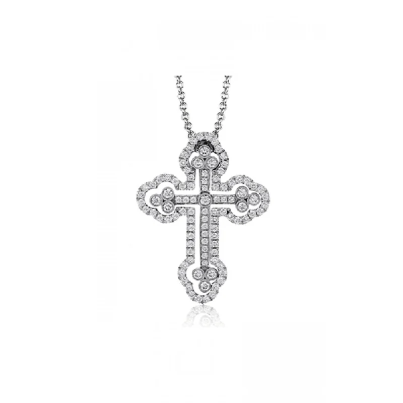 Stunning necklaces and pendants with birthstone pendants for a personal touch-Simon G. 18k Two Piece Diamond Cross Pendant