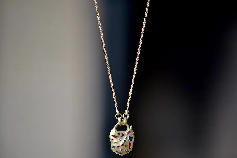 Best necklaces and pendants with layered designs for a chic, stacked look-Small Harlequin Coeur de Confetti Padlock Necklace