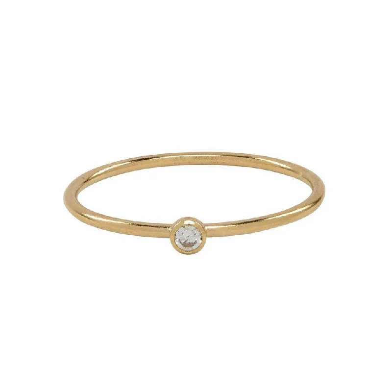 Stackable rings with mixed metal finishes -Solitaire CZ Ring