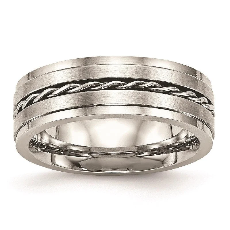 Rings with vintage claw prongs for elegance -Stainless Steel Brushed and Polished Twisted 7.00mm Band