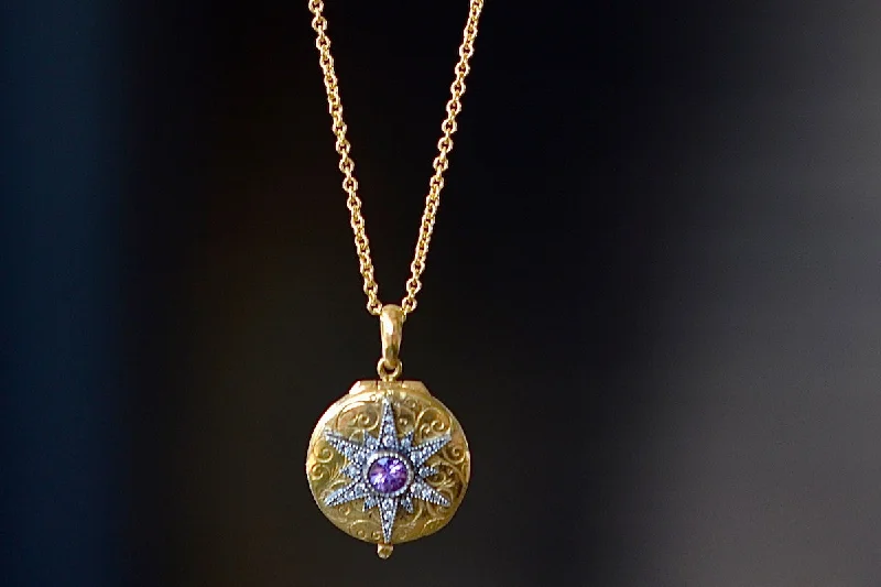 Best necklaces and pendants with rose gold for a warm and romantic appeal-Star Locket with Purple Sapphire