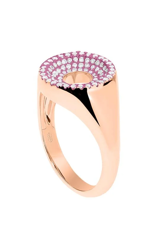 Rose gold rings featuring delicate pearl inlays -Pink Rhodium Drew Ring