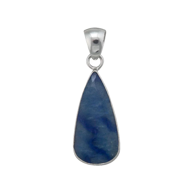 Necklaces and pendants with celestial starburst designs for a radiant look-Sterling Silver Teardrop Blue Aventurine Pendant