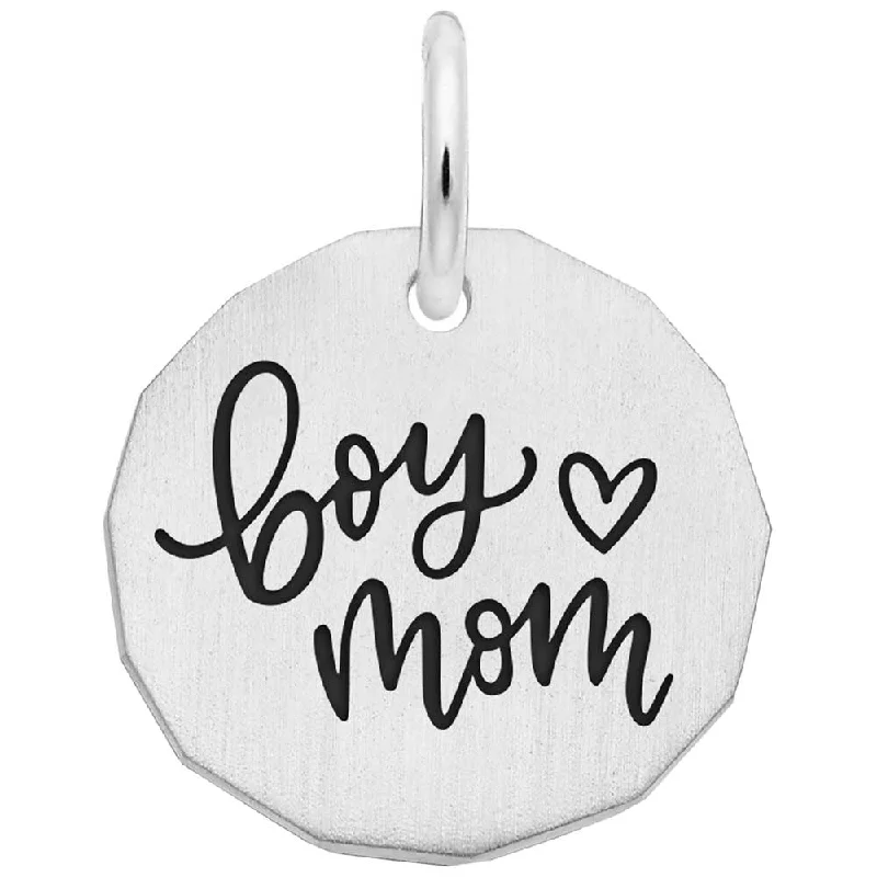 Best necklaces and pendants with cubic zirconia for a budget-friendly dazzling effect-Sterling Silver Boy Mom Charm