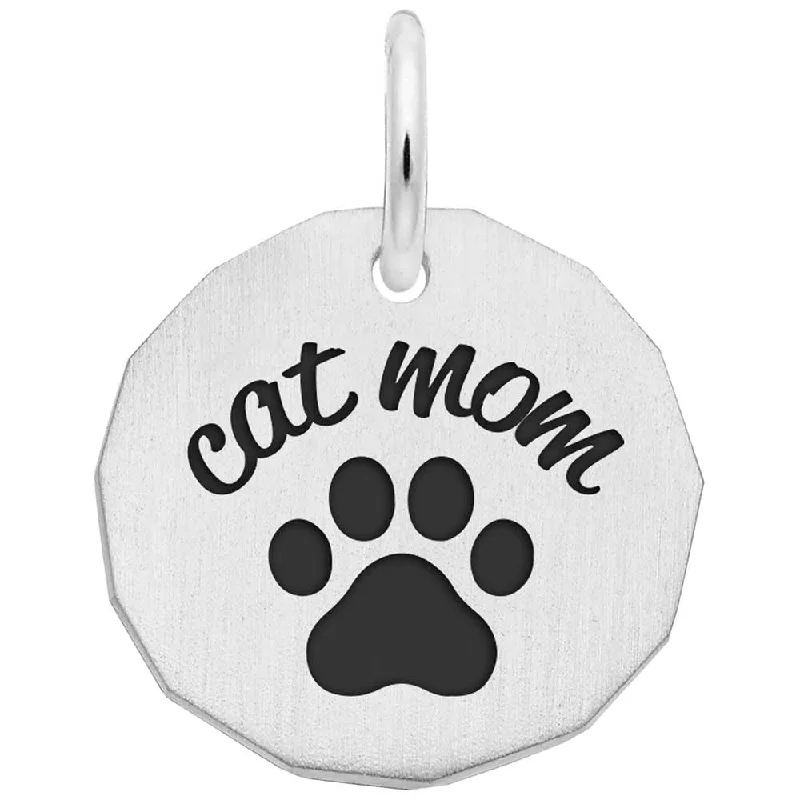 Elegant necklaces and pendants with infinity symbols for timeless designs-Sterling Silver Cat Mom Charm