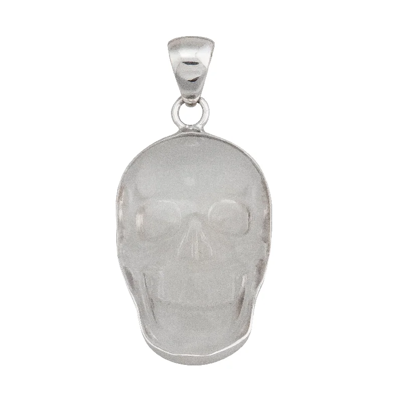 Best necklaces and pendants with opal and gold for a vibrant, luxurious contrast-Sterling Silver Medium Clear Quartz Skull Pendant