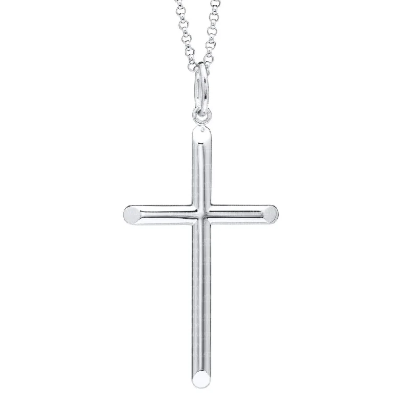 Stylish necklaces and pendants with diamonds for a glamorous and elegant look-Sterling Silver Cross Pendant Necklace