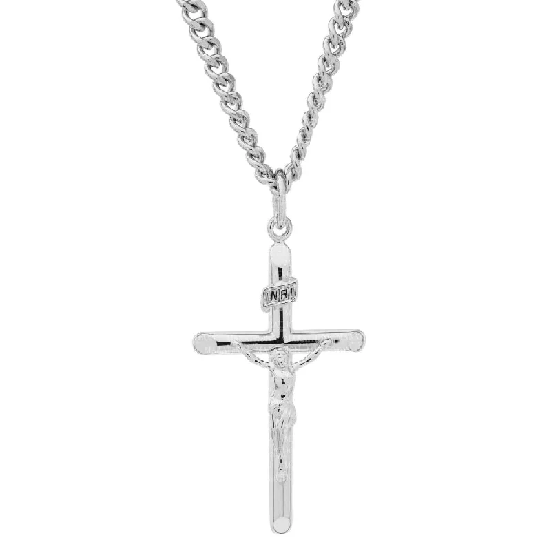 Necklaces and pendants with geometric pendants for a clean, contemporary design-Sterling Silver Crucifix Pendant Necklace