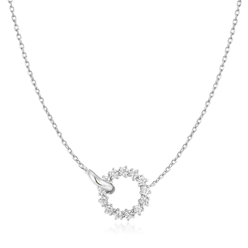 Necklaces and pendants with pearls for a classic and sophisticated touch-Sterling Silver Cubic Zirconia Interlocking Circle Necklace by Ania Haie