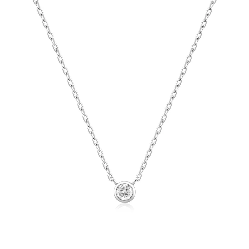 Beautiful necklaces and pendants with moonstone for an ethereal, mystical appearance-Sterling Silver Cubic Zirconia Solitaire Necklace by Ania Haie