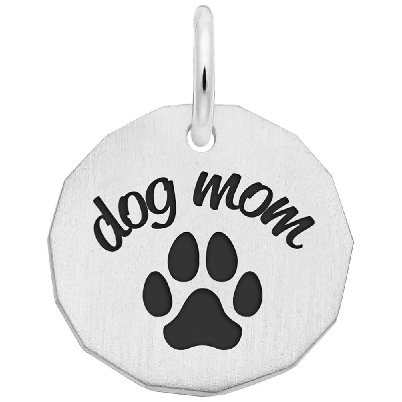 Best necklaces and pendants with opal and gold for a vibrant, luxurious contrast-Sterling Silver Dog Mom Charm